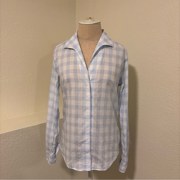 Sarah Alexandra Tops - Sarah Alexandra Renee Bassetti Women’s Gingham Blue Long Sleeve Signature Shirt